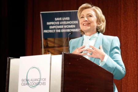 Hillary Clinton, promoting cookstoves